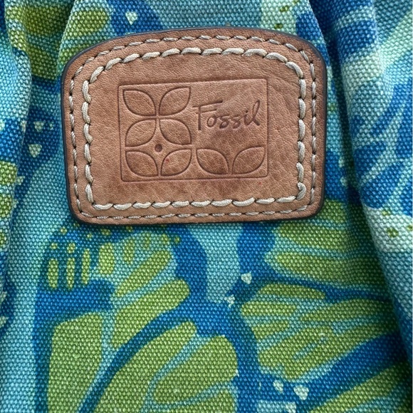 Fossil Canvas Leather Butterfly Floral Large Shoulder Tote Bag Hippie Boho READ - Picture 4 of 14